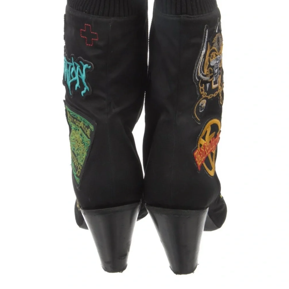 A. f. Vandevorst Black Embroidered Women's Boots - Picture 4 of 5